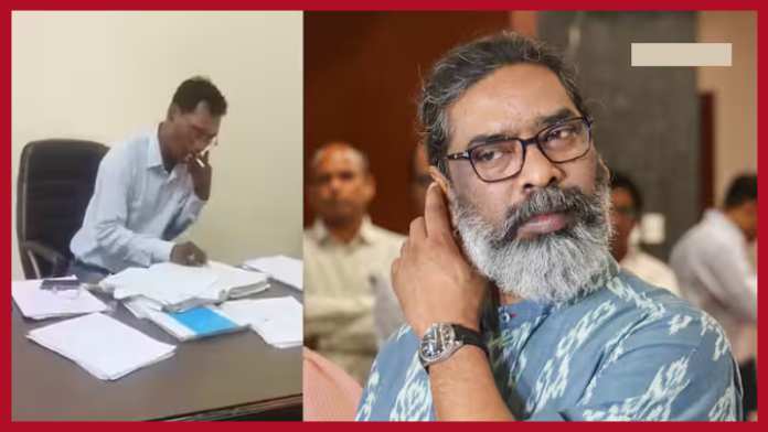 Jharkhand News : Video of employee smoking cigarette in government office goes viral, suspended on orders of CM Hemant Soren